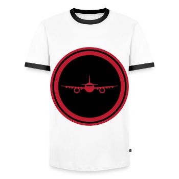 Symbole de l’avion - T-shirt contrasté Homme - blanc/noir - Devant - AI Model Female 172 light (172cm) & AI Model Male 178 dark (178cm)