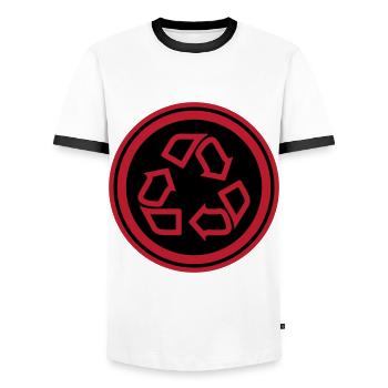 Recycling Symbol - Men's Ringer Shirt - white/black - Front - AI Model Female 172 light (172cm) & AI Model Male 178 dark (178cm)