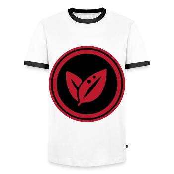 Leaf Ecology - Men's Ringer Shirt - white/black - Front - AI Model Female 172 light (172cm) & AI Model Male 178 dark (178cm)