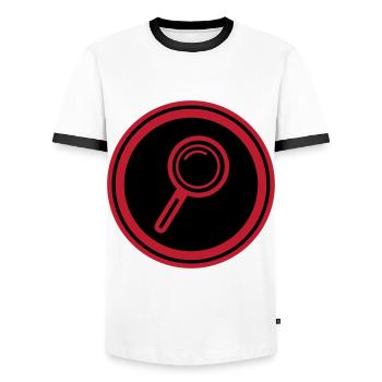 Magnifying glass icon - Men's Ringer Shirt - white/black - Front - AI Model Female 172 light (172cm) & AI Model Male 178 dark (178cm)