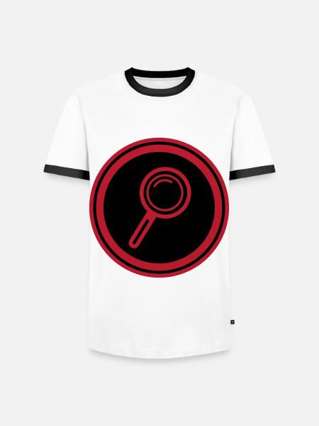 Magnifying glass icon - Men's Ringer Shirt - white/black