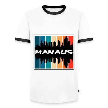 Manaus Brasilien Skyline Silhouette Reise Souvenir - Männer Kontrast-T-Shirt - Weiß/Schwarz - Vorne - AI Model Female 172 light (172cm) & AI Model Male 178 dark (178cm)