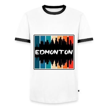 Edmonton Canada Skyline Silhouette Souvenir de voyage - T-shirt contrasté Homme - blanc/noir - Devant - AI Model Female 172 light (172cm) & AI Model Male 178 dark (178cm)