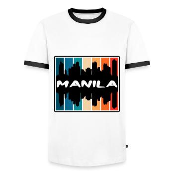 Manila Philippinen Skyline Silhouette Reisen Souve - Männer Kontrast-T-Shirt - Weiß/Schwarz - Vorne - AI Model Female 172 light (172cm) & AI Model Male 178 dark (178cm)