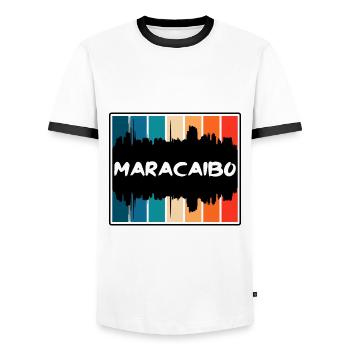 Maracaibo Venezuela Skyline Silhouette Travel Souv - Men's Ringer Shirt - white/black - Front - AI Model Female 172 light (172cm) & AI Model Male 178 dark (178cm)