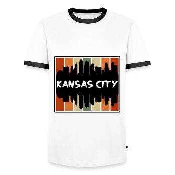 Kansas City Missouri USA Skyline Silhouette Reisen - Männer Kontrast-T-Shirt - Weiß/Schwarz - Vorne - AI Model Female 172 light (172cm) & AI Model Male 178 dark (178cm)