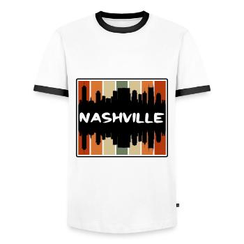 Nashville Tennessee USA Skyline Silhouette Reisen - Männer Kontrast-T-Shirt - Weiß/Schwarz - Vorne - AI Model Female 172 light (172cm) & AI Model Male 178 dark (178cm)