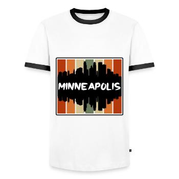 Minneapolis Minnesota Usa Skyline Silhouette Trave - Men's Ringer Shirt - white/black - Front - AI Model Female 172 light (172cm) & AI Model Male 178 dark (178cm)