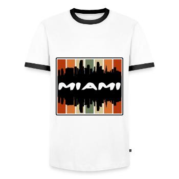 Miami Florida Usa Skyline Silhouette Travel Souven - Männer Kontrast-T-Shirt - Weiß/Schwarz - Vorne - AI Model Female 172 light (172cm) & AI Model Male 178 dark (178cm)