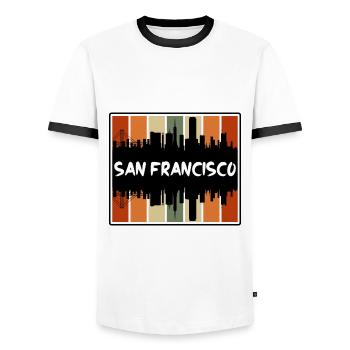 San Francisco California Usa Skyline Silhouette Tr - Men's Ringer Shirt - white/black - Front - AI Model Female 172 light (172cm) & AI Model Male 178 dark (178cm)