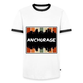 Anchorage Alaska Usa Skyline Silhouette Travel Sou - Männer Kontrast-T-Shirt - Weiß/Schwarz - Vorne - AI Model Female 172 light (172cm) & AI Model Male 178 dark (178cm)