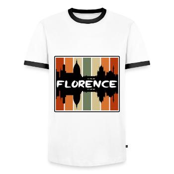 Florenz Italien Skyline Silhouette Reise Souvenir - Männer Kontrast-T-Shirt - Weiß/Schwarz - Vorne - AI Model Female 172 light (172cm) & AI Model Male 178 dark (178cm)