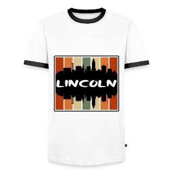 Lincoln Nebraska USA Skyline Silhouette Reisen Sou - Männer Kontrast-T-Shirt - Weiß/Schwarz - Vorne - AI Model Female 172 light (172cm) & AI Model Male 178 dark (178cm)