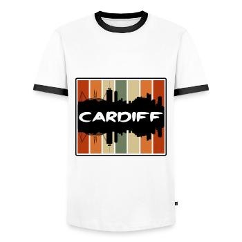 Cardiff Wales Skyline Silhouette Reisesouvenir - Männer Kontrast-T-Shirt - Weiß/Schwarz - Vorne - AI Model Female 172 light (172cm) & AI Model Male 178 dark (178cm)