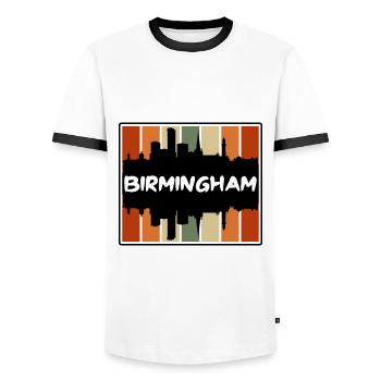 Birmingham Angleterre Skyline Silhouette Travel Souve - T-shirt contrasté Homme - blanc/noir - Devant - AI Model Female 172 light (172cm) & AI Model Male 178 dark (178cm)