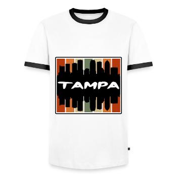 Tampa Florida Usa Skyline Silhouette Travel Souven - Men's Ringer Shirt - white/black - Front - AI Model Female 172 light (172cm) & AI Model Male 178 dark (178cm)