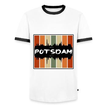 Potsdam Germany Skyline Silhouette Travel Souvenir - Men's Ringer Shirt - white/black - Front - AI Model Female 172 light (172cm) & AI Model Male 178 dark (178cm)