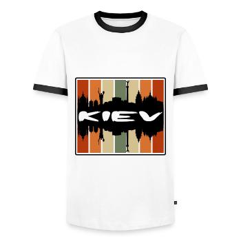Kiev Ukraine Skyline Silhouette Travel Souvenir - Men's Ringer Shirt - white/black - Front - AI Model Female 172 light (172cm) & AI Model Male 178 dark (178cm)