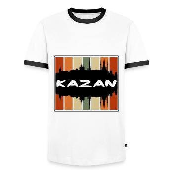 Kazan Russie Skyline Silhouette Souvenir de voyage - T-shirt contrasté Homme - blanc/noir - Devant - AI Model Female 172 light (172cm) & AI Model Male 178 dark (178cm)