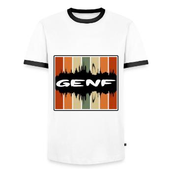 Genf Schweiz Skyline Silhouette Travel Souveni - Männer Kontrast-T-Shirt - Weiß/Schwarz - Vorne - AI Model Female 172 light (172cm) & AI Model Male 178 dark (178cm)