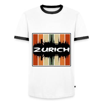 Zurich Schweiz Skyline Silhouette Travel Souve - Männer Kontrast-T-Shirt - Weiß/Schwarz - Vorne - AI Model Female 172 light (172cm) & AI Model Male 178 dark (178cm)