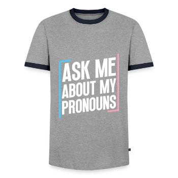 Trans Transgender Transsexual Pride - Men's Ringer Shirt - grey/navy  - Front - AI Model Female 172 light (172cm) & AI Model Male 178 light (178cm)