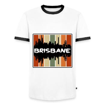 Brisbane Australien Skyline Silhouette Reisen Souve - Männer Kontrast-T-Shirt - Weiß/Schwarz - Vorne - AI Model Female 172 light (172cm) & AI Model Male 178 dark (178cm)
