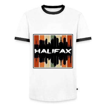 Halifax Kanada Skyline Silhouette Reise Souvenir - Männer Kontrast-T-Shirt - Weiß/Schwarz - Vorne - AI Model Female 172 light (172cm) & AI Model Male 178 dark (178cm)