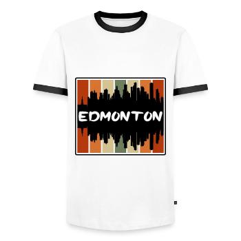 Edmonton Canada Skyline Silhouette Souvenir de voyage - T-shirt contrasté Homme - blanc/noir - Devant - AI Model Female 172 light (172cm) & AI Model Male 178 dark (178cm)
