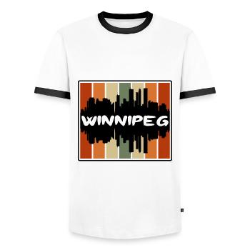 Winnipeg Canada Skyline Silhouette Souvenir de voyage - T-shirt contrasté Homme - blanc/noir - Devant - AI Model Female 172 light (172cm) & AI Model Male 178 dark (178cm)