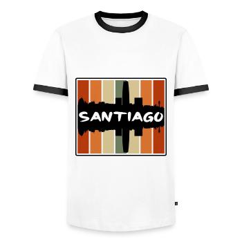 Santiago Chile Skyline Silhouette Reise Souvenir - Männer Kontrast-T-Shirt - Weiß/Schwarz - Vorne - AI Model Female 172 light (172cm) & AI Model Male 178 dark (178cm)