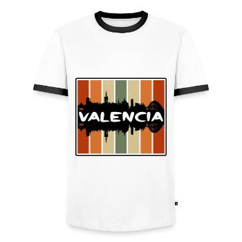 Valencia Venezuela Skyline Silhouette Travel Souve - T-shirt contrasté Homme - blanc/noir - Devant - AI Model Female 172 light (172cm) & AI Model Male 178 dark (178cm)