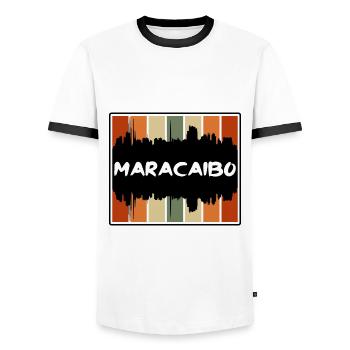 Maracaibo Venezuela Skyline Silhouette Travel Souv - Men's Ringer Shirt - white/black - Front - AI Model Female 172 light (172cm) & AI Model Male 178 dark (178cm)