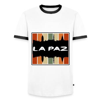 La Paz Bolivien Skyline Silhouette Reise Souvenir - Männer Kontrast-T-Shirt - Weiß/Schwarz - Vorne - AI Model Female 172 light (172cm) & AI Model Male 178 dark (178cm)