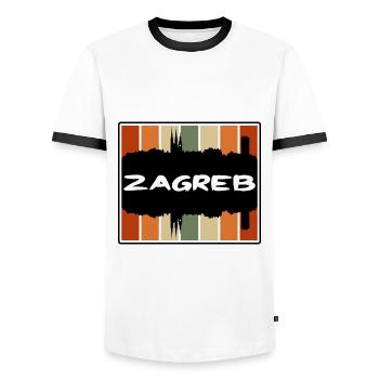 Zagreb Croatie Skyline Silhouette Souvenir de voyage - T-shirt contrasté Homme - blanc/noir - Devant - AI Model Female 172 light (172cm) & AI Model Male 178 dark (178cm)