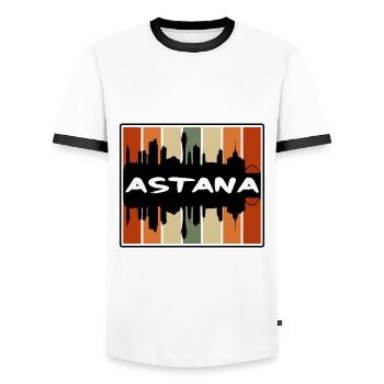 Astana Kazakhstan Skyline Silhouette Travel Souven - T-shirt contrasté Homme - blanc/noir - Devant - AI Model Female 172 light (172cm) & AI Model Male 178 dark (178cm)