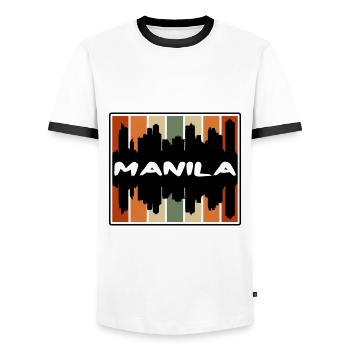 Manila Philippinen Skyline Silhouette Reisen Souve - Männer Kontrast-T-Shirt - Weiß/Schwarz - Vorne - AI Model Female 172 light (172cm) & AI Model Male 178 dark (178cm)