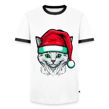 Schönes digitales Winterkätzchen für alle - Männer Kontrast-T-Shirt - Weiß/Schwarz - Vorne - AI Model Female 172 light (172cm) & AI Model Male 178 dark (178cm)