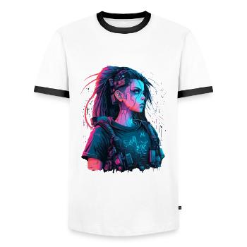 Gorgeous Girl For Fiction Lovers - Men's Ringer Shirt - white/black - Front - AI Model Female 172 light (172cm) & AI Model Male 178 dark (178cm)