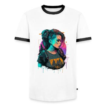 Fearsome Punk Girl the ideal gift for Tech nerds - Men's Ringer Shirt - white/black - Front - AI Model Female 172 light (172cm) & AI Model Male 178 dark (178cm)