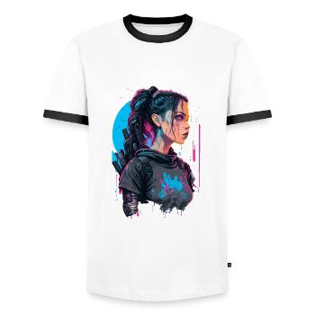 Stunning Portrait of a Punk Women - Men's Ringer Shirt - white/black - Front - AI Model Female 172 light (172cm) & AI Model Male 178 dark (178cm)