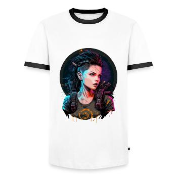 Breathtaking Punk Women le cadeau simple pour Gamer - T-shirt contrasté Homme - blanc/noir - Devant - AI Model Female 172 light (172cm) & AI Model Male 178 dark (178cm)