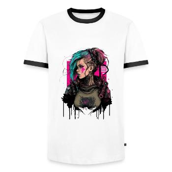Punk Lady das ausgezeichnete Geschenk für Fiction Fans - Männer Kontrast-T-Shirt - Weiß/Schwarz - Vorne - AI Model Female 172 light (172cm) & AI Model Male 178 dark (178cm)