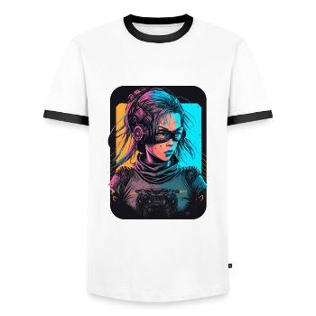 Futuristic Girl the excellent birthday gift for - Men's Ringer Shirt - white/black - Front - AI Model Female 172 light (172cm) & AI Model Male 178 dark (178cm)