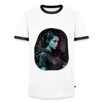 Breathtaking Punk Girl the ideal Christmas - Men's Ringer Shirt - white/black - Front - AI Model Female 172 light (172cm) & AI Model Male 178 dark (178cm)