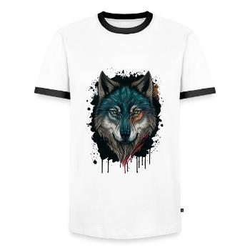 Conception de loups pour tous les amoureux des animaux de la forêt - T-shirt contrasté Homme - blanc/noir - Devant - AI Model Female 172 light (172cm) & AI Model Male 178 dark (178cm)