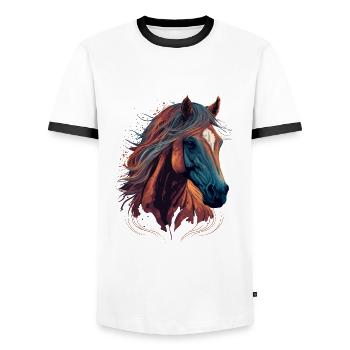 Stute - Männer Kontrast-T-Shirt - Weiß/Schwarz - Vorne - AI Model Female 172 light (172cm) & AI Model Male 178 dark (178cm)