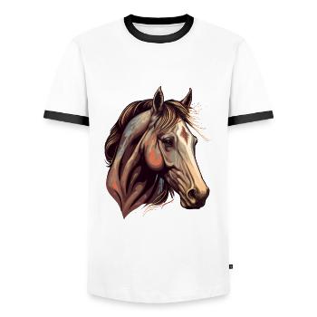 Schöner Hengst - Männer Kontrast-T-Shirt - Weiß/Schwarz - Vorne - AI Model Female 172 light (172cm) & AI Model Male 178 dark (178cm)