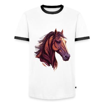 Belle tête de cheval - T-shirt contrasté Homme - blanc/noir - Devant - AI Model Female 172 light (172cm) & AI Model Male 178 dark (178cm)