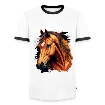 Amazing Horse Drawing - Men's Ringer Shirt - white/black - Front - AI Model Female 172 light (172cm) & AI Model Male 178 dark (178cm)
